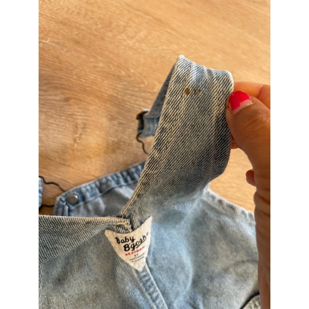 Vintage OshKosh Bgosh Kids Denim Overalls Light Wash 18M Vestbak Cotton